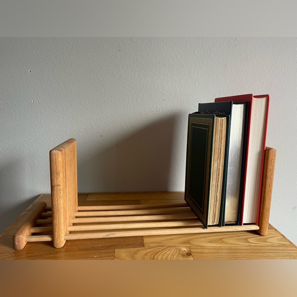 Vintage Wooden Sliding Book Rack - Picture 3 of 6